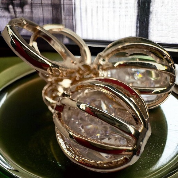 NEW Rose Goldtone Caged CZ Crystal Diamonds Dangle Drop Earrings - Picture 7 of 13